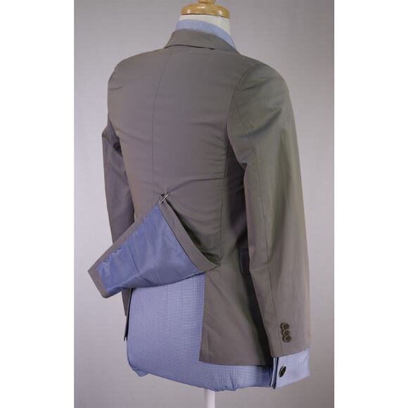 John Varvatos Tan Blue Iridescent Cotton Peak Lapel Blazer Boys 14R Mens 32S - Picture 7 of 9